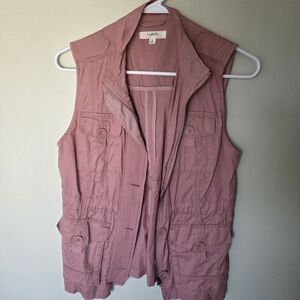 Lydelle Dusty Rose Utility Vest with Zipper & Button Pockets